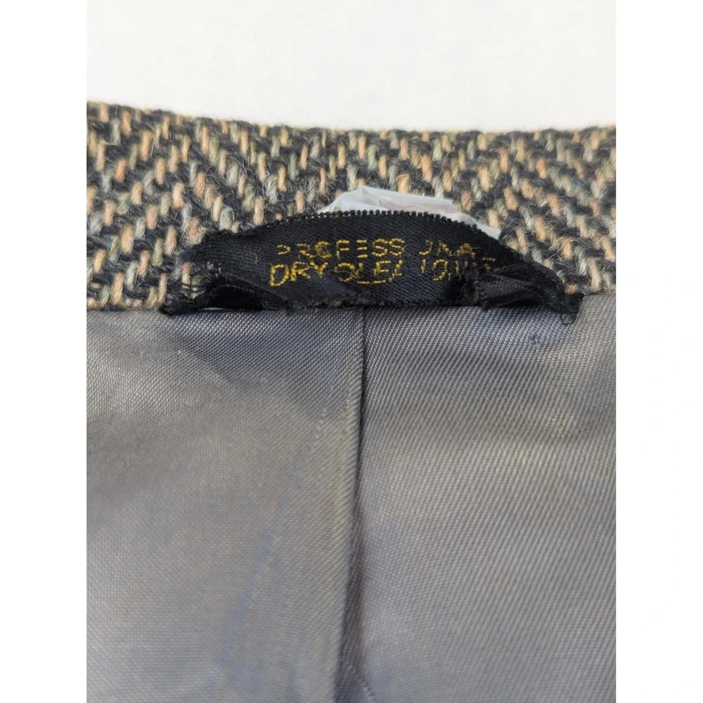 Corbin Ltd Tweed Wool Men Herringbone Sport Coat Blazer Gray Brown USA Lrg Vtg